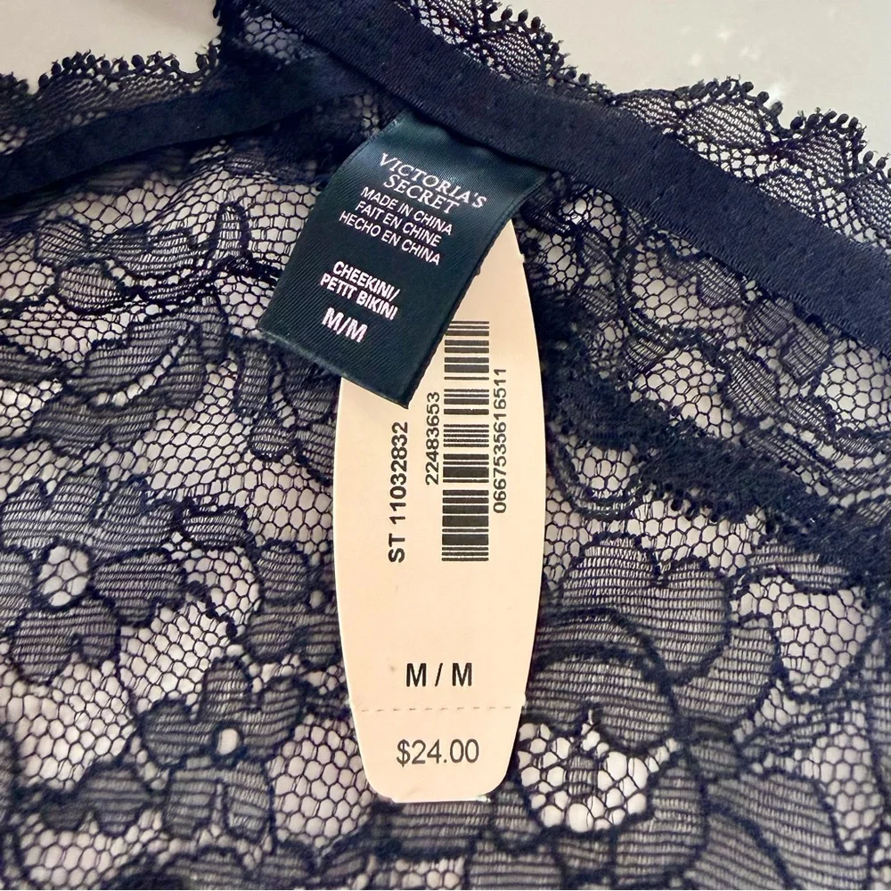 2014 Victoria’s Secret Floral Lace Cheekini See Through Criss Cross Panty Medium